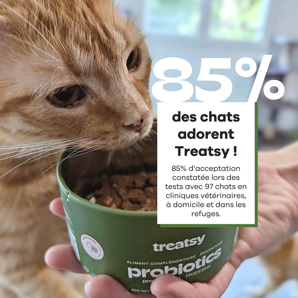 Probiotic food supplement with fish and chicken for cats