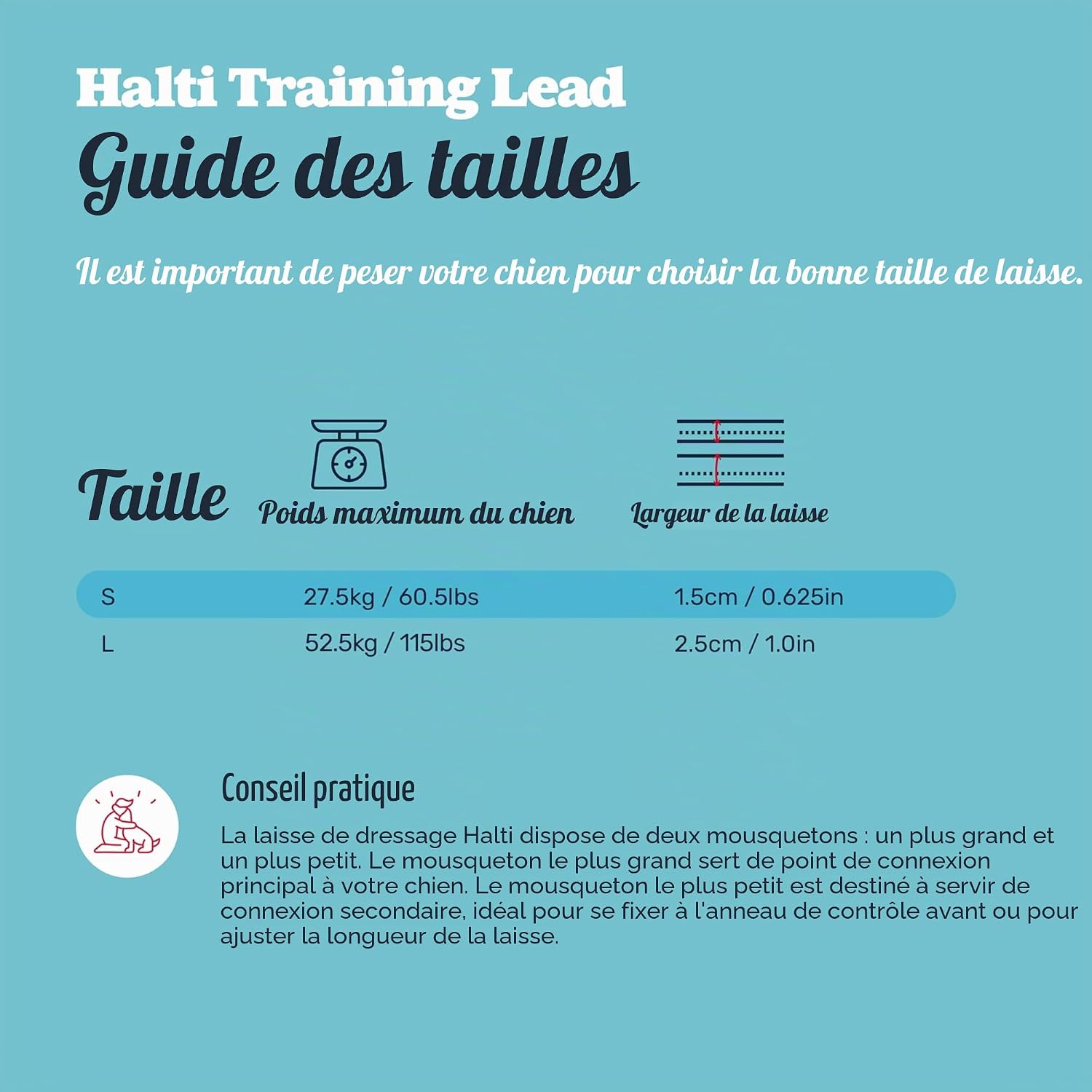 Laisse d’éducation 3 positions pour chiens