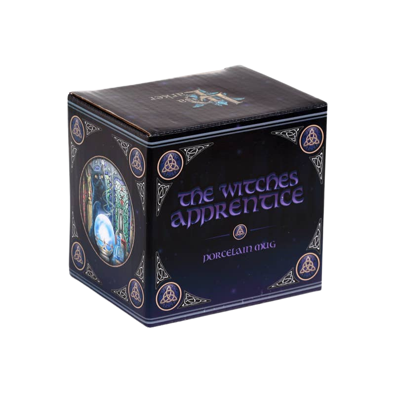 Porcelain mug with a cat and a wizard's apprentice