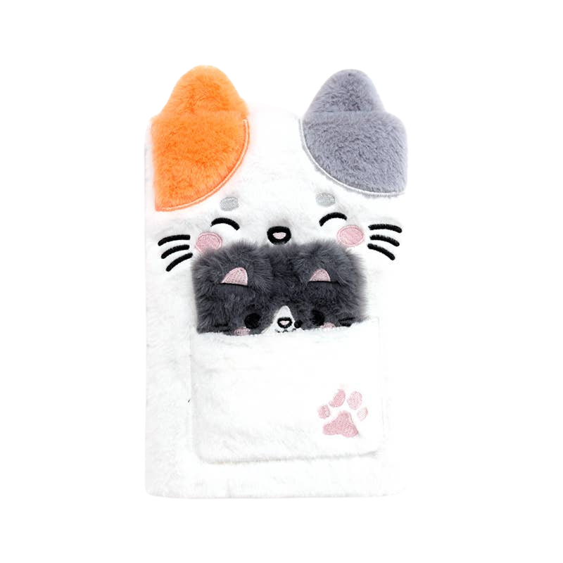 Carnet peluche Lola the Cat avec pochette et mini carnet