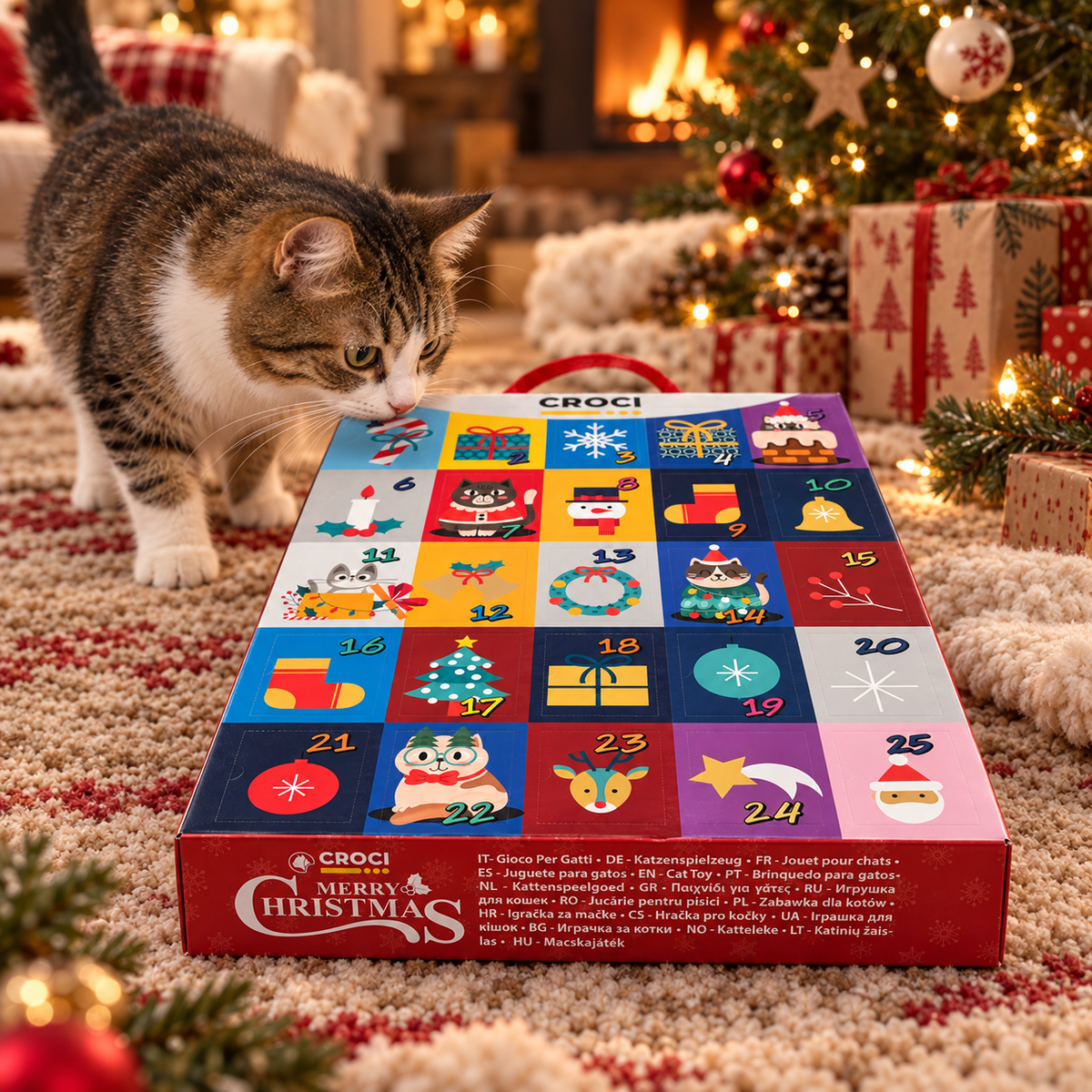 Adventskalender mit 25 Katzenspielzeugen