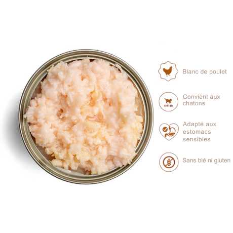 Nourriture humide complète au blanc de poulet pour chatons
