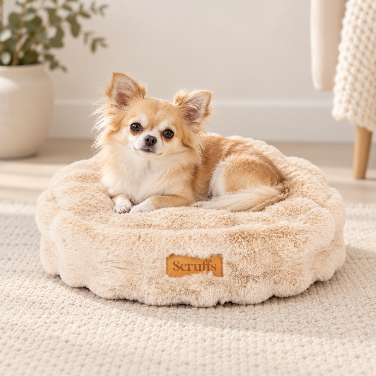 Coussin rond douillet pour chats et petits chiens
