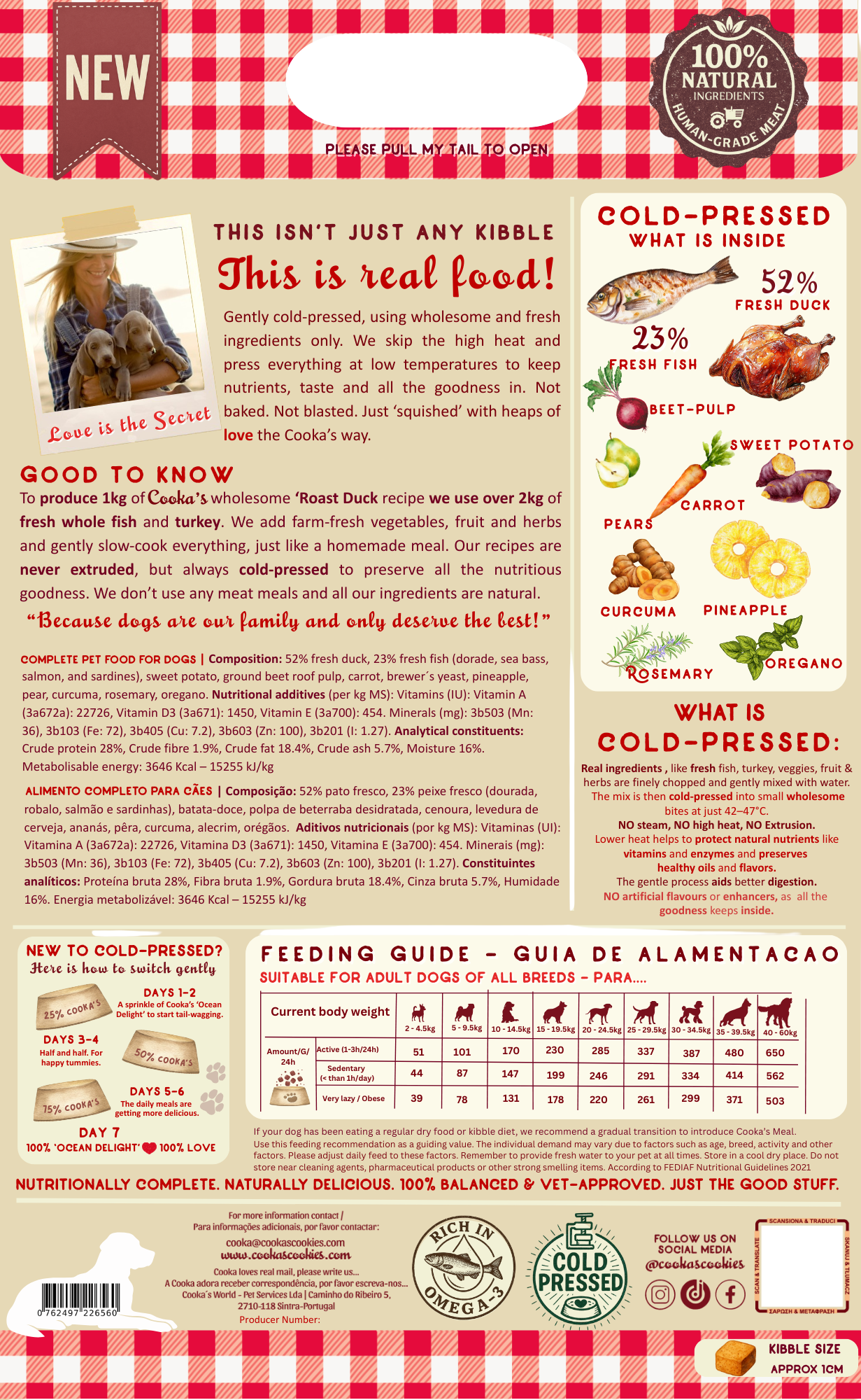 Semi-moist kibble, Country-style roast duck and fish