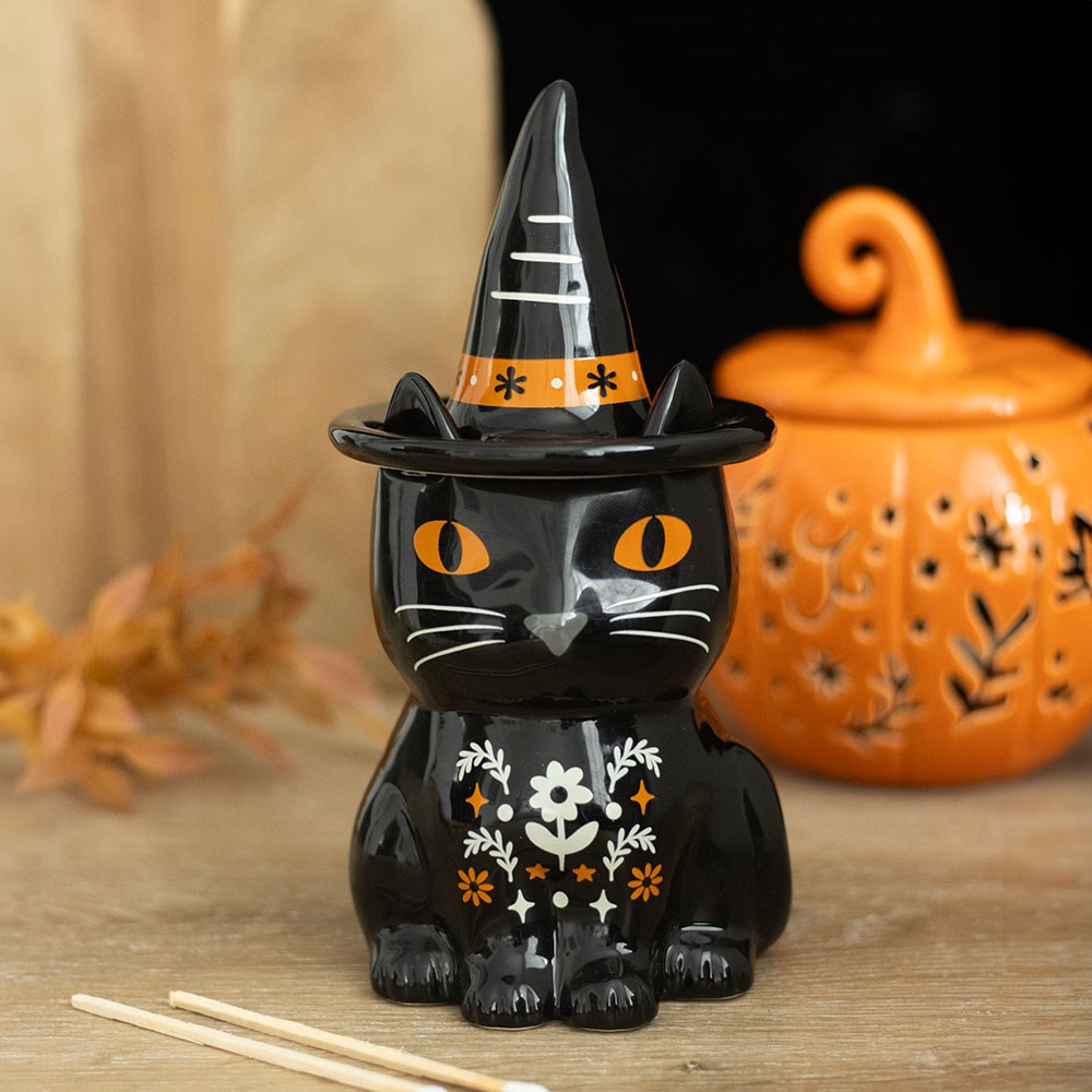 Quemador de aceite de cerámica Gato negro