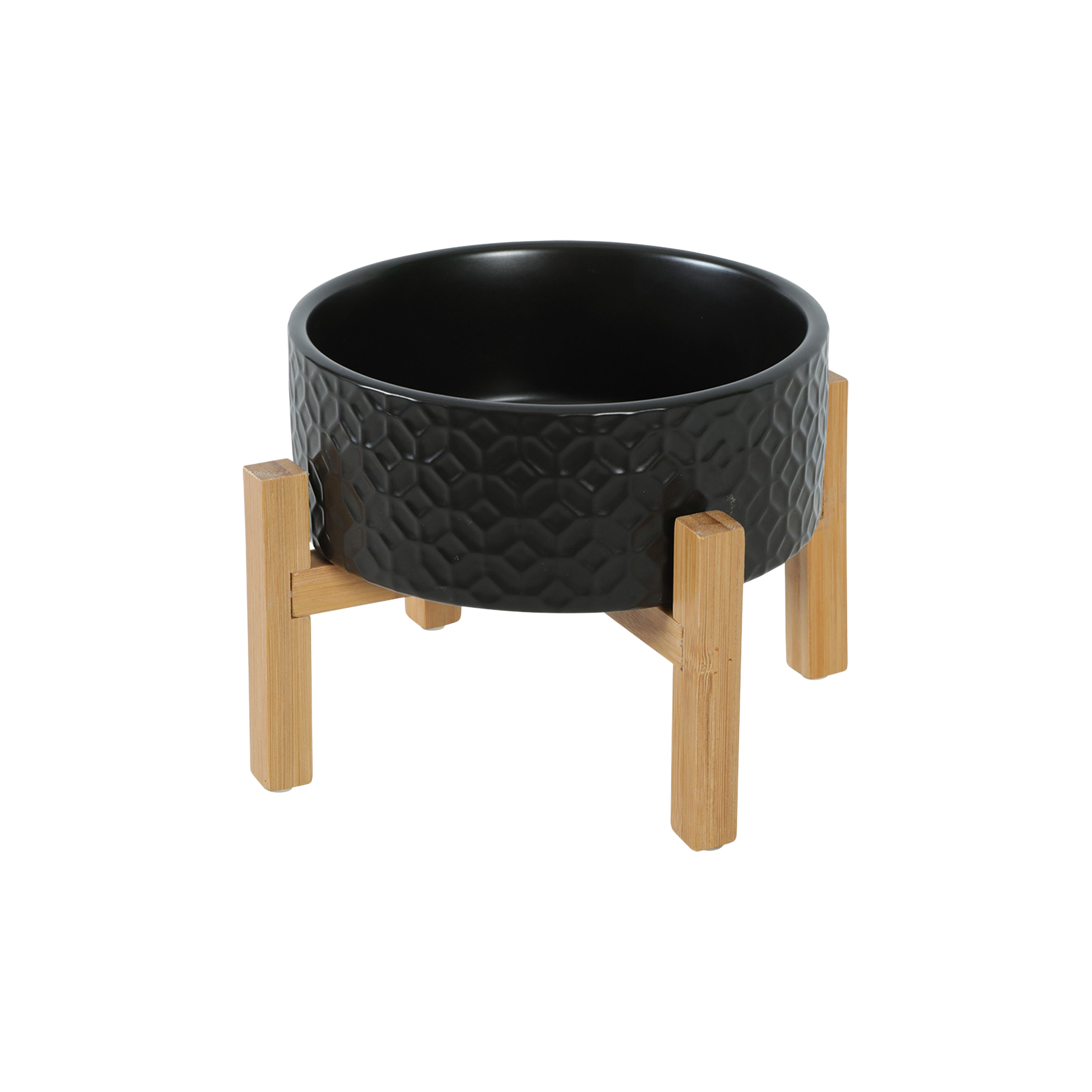 Stoneware bowl with bamboo stand