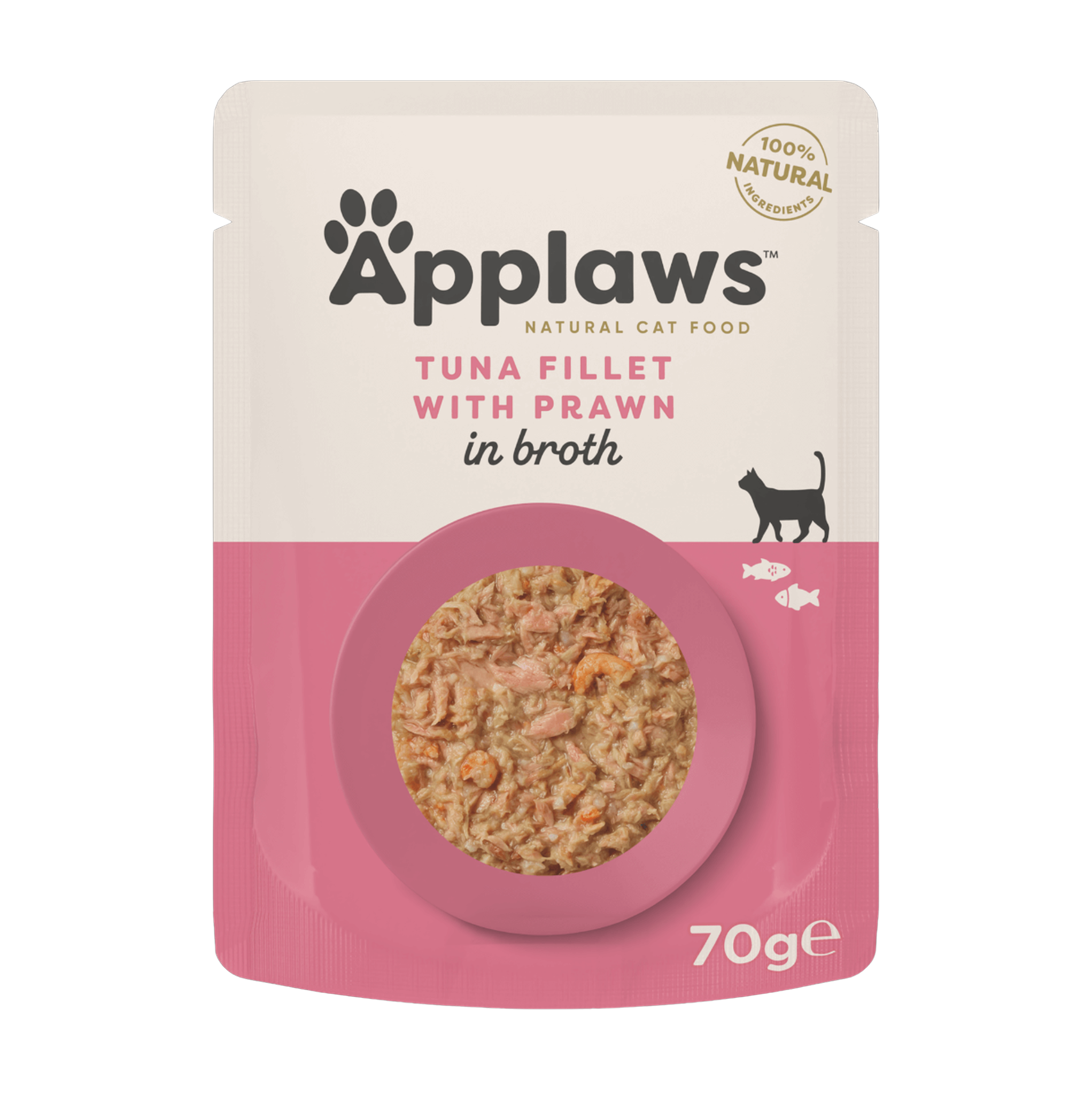 Tuna and shrimp fillet in broth for adult cats
