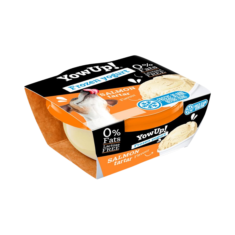 Yaourt sans lactose à congeler saveur tartare de saumon pour chiens et chats