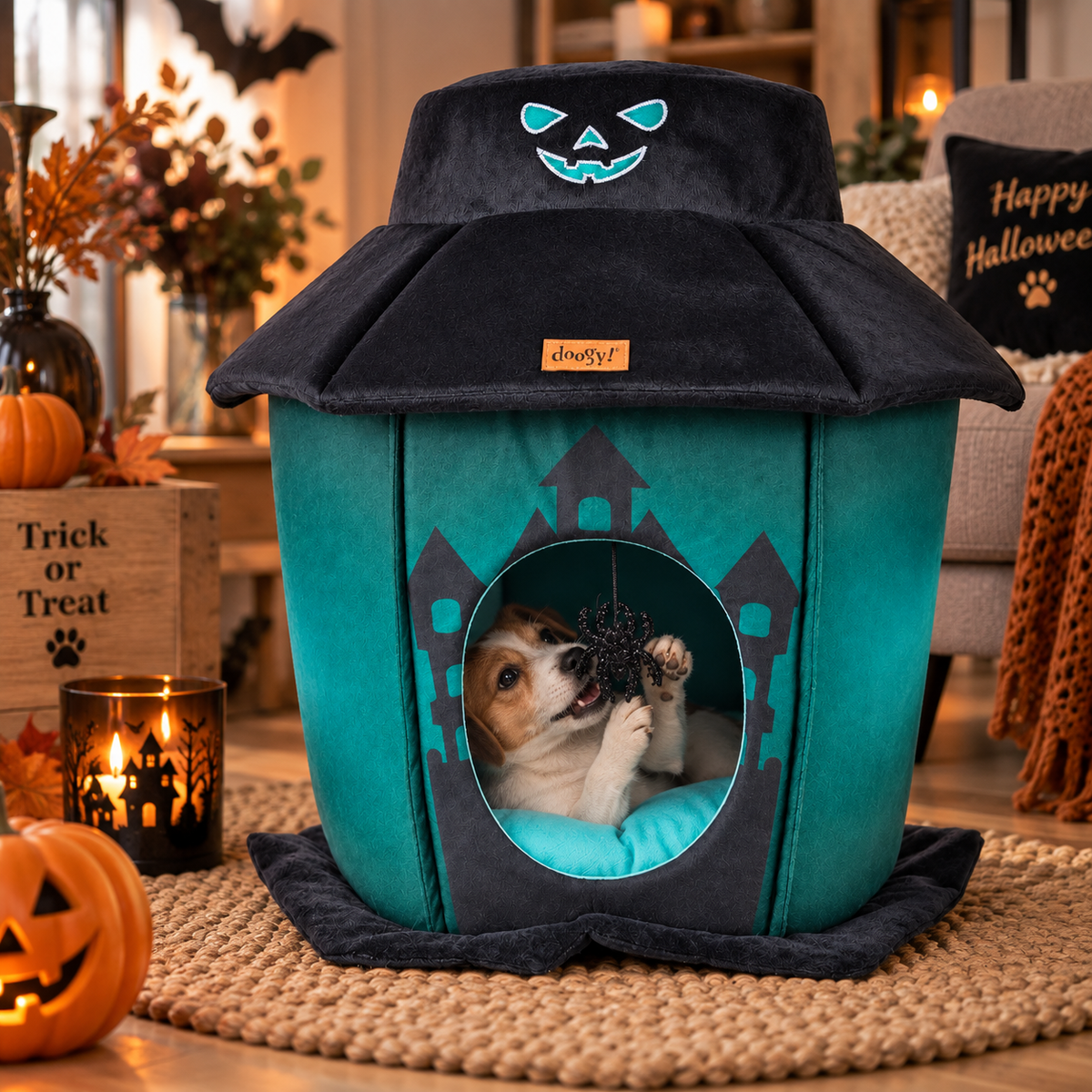 Manoir hanté phosphorescent pour chats et petits chiens