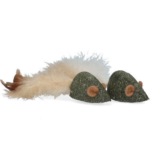 Matatabi mouse duo with feathers
