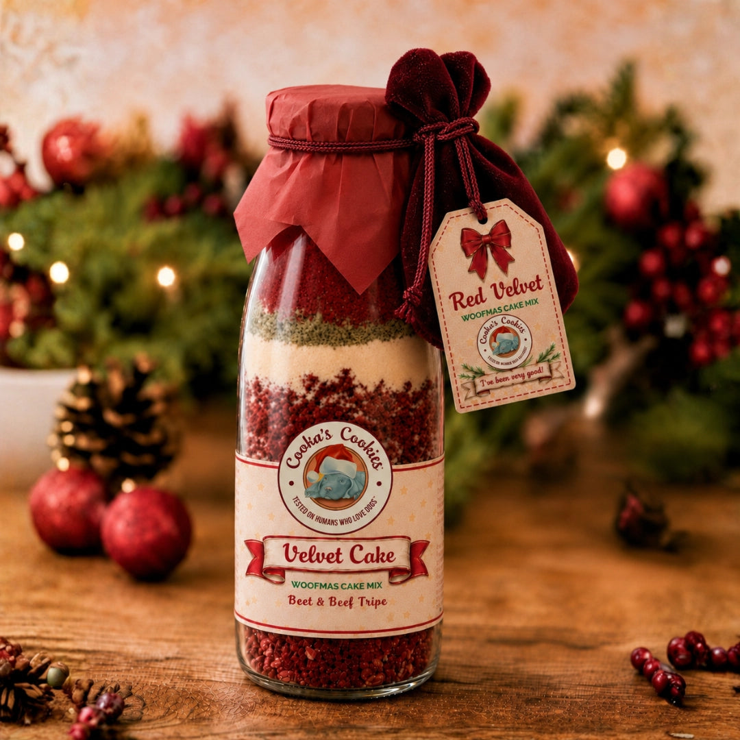 Red-Velvet-Weihnachtskuchenzubereitung für Hunde
