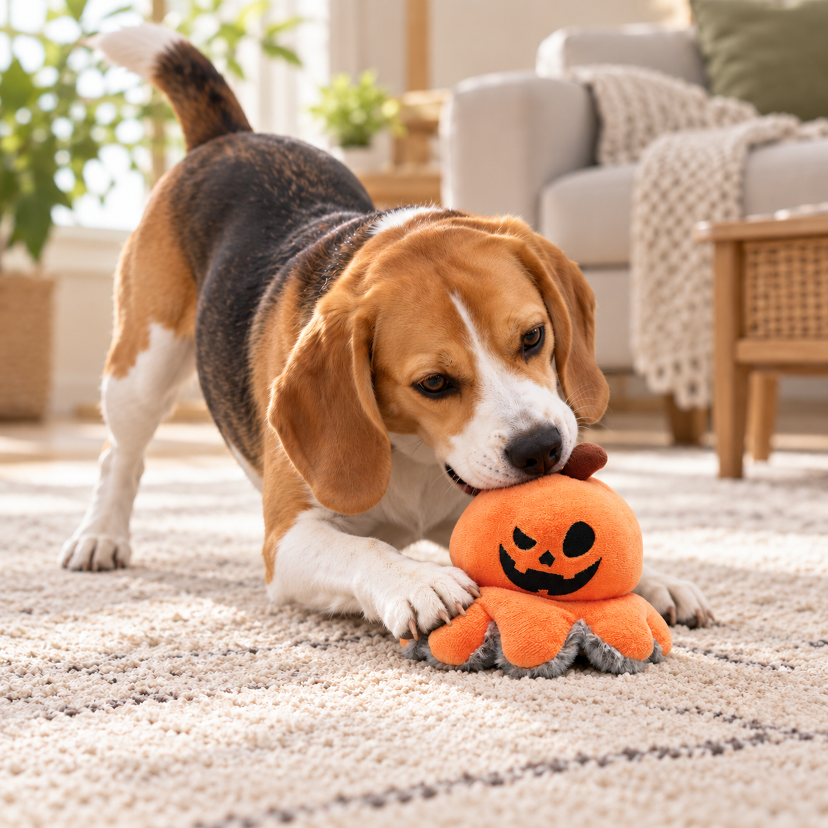 Jouet Halloween citrouille réversible pour chiens