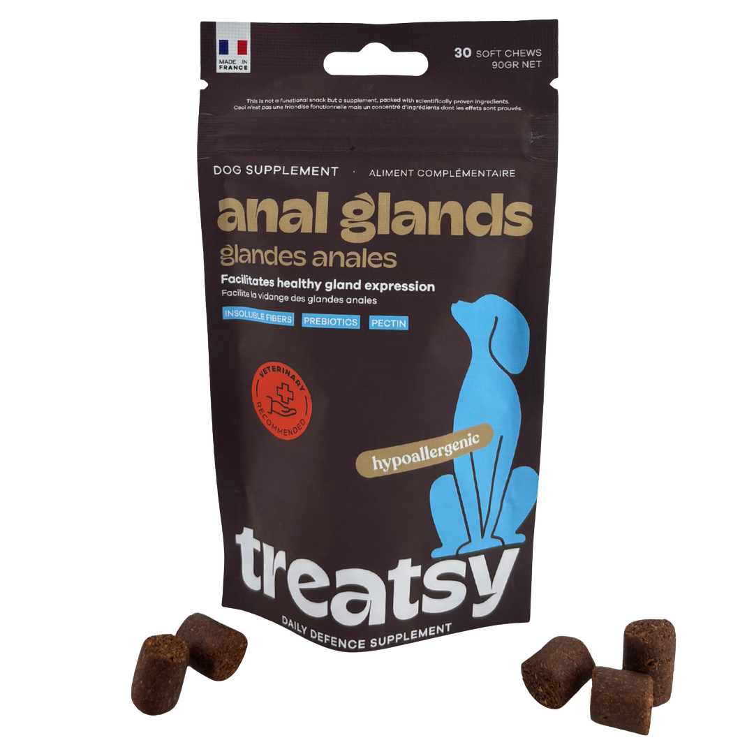 Complemento alimenticio para las glándulas anales de los perros
