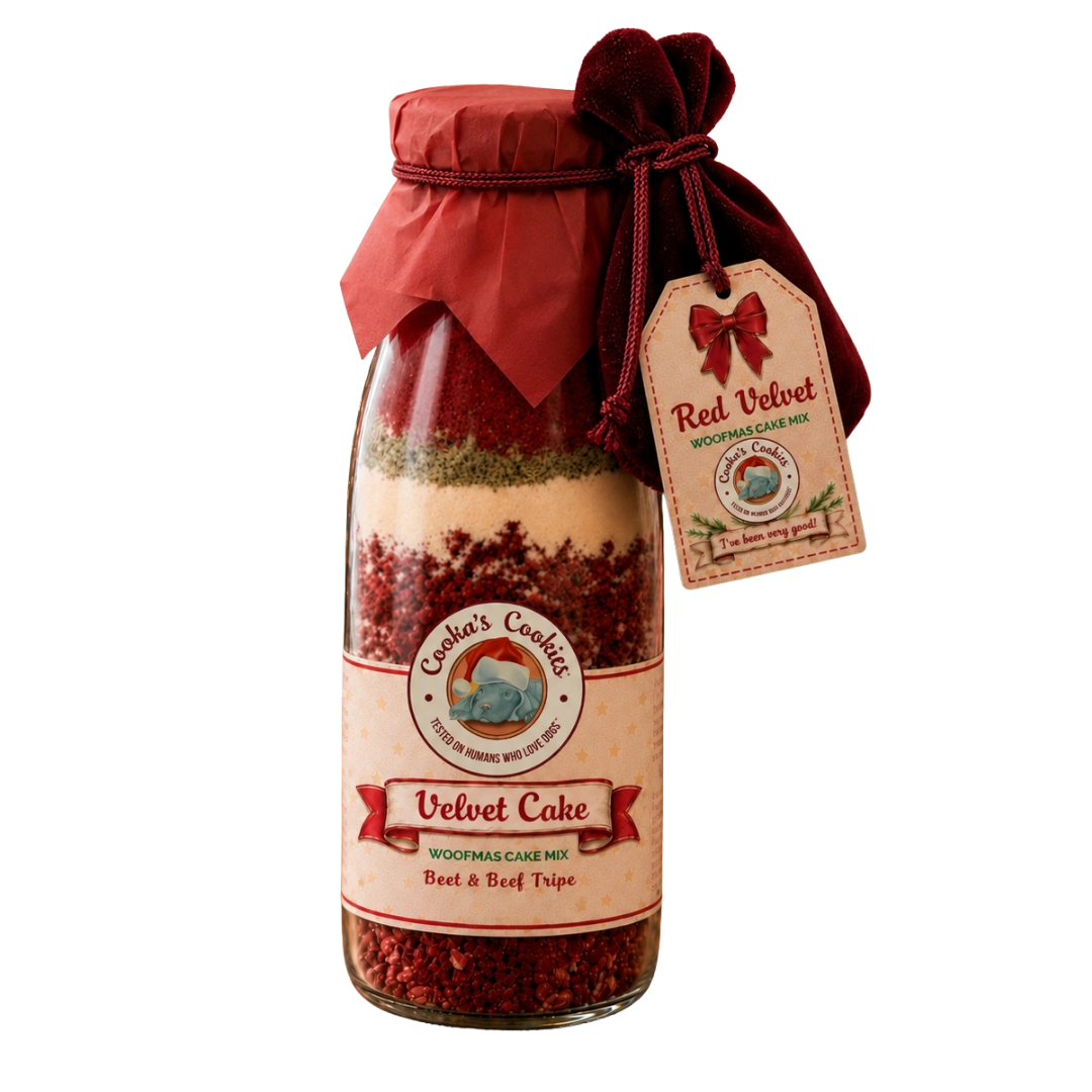 Red-Velvet-Weihnachtskuchenzubereitung für Hunde