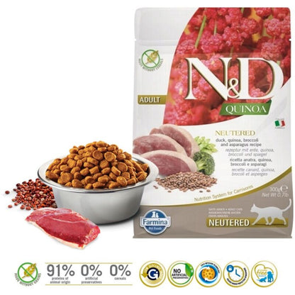 Croquettes canard et légumes pour chats adultes stérilisés