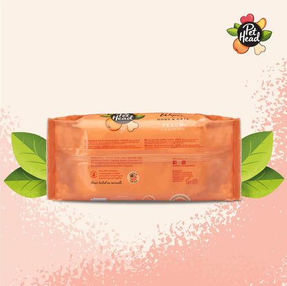 Lingettes nettoyantes parfum pêche pour chiens et chats
