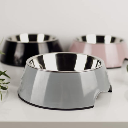 Set of 2 melamine and stainless steel bowls