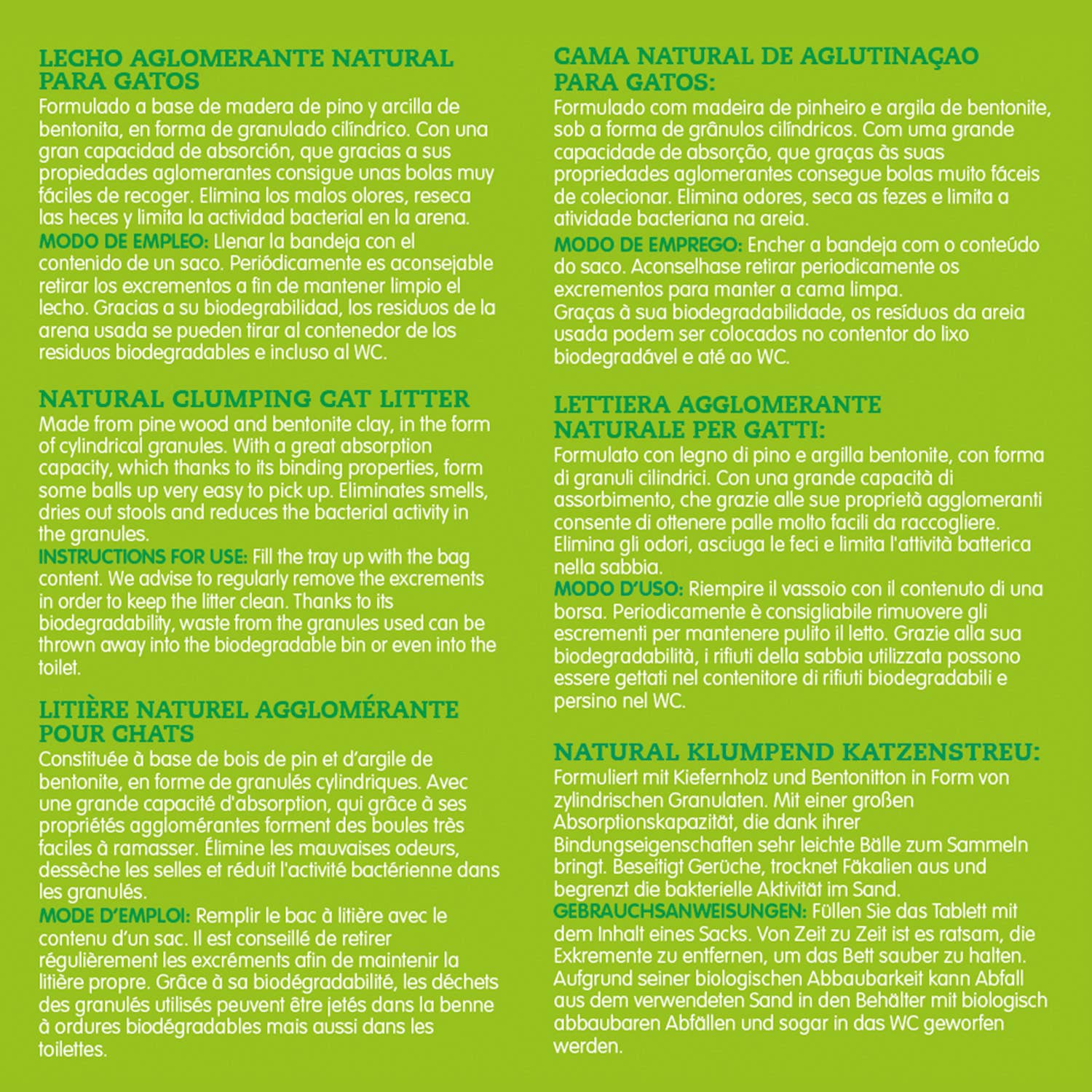 Litière agglomérante naturelle pin et bentonite