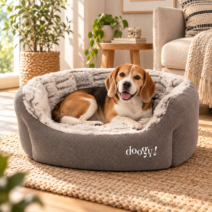 Cesta ovalada Whooly de imitación de piel para perros y gatos