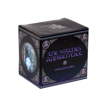 Porcelain mug with a cat and a wizard's apprentice