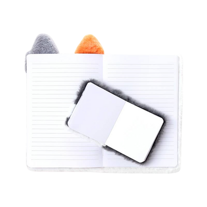 Carnet peluche Lola the Cat avec pochette et mini carnet