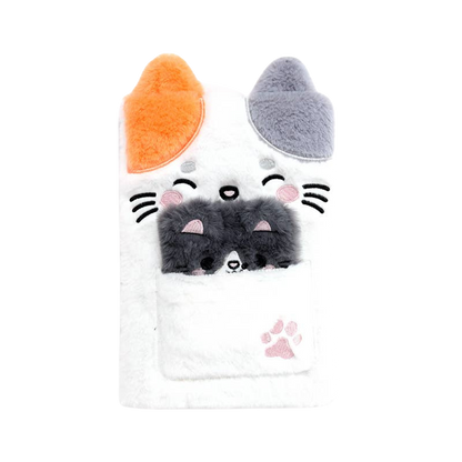 Carnet peluche Lola the Cat avec pochette et mini carnet
