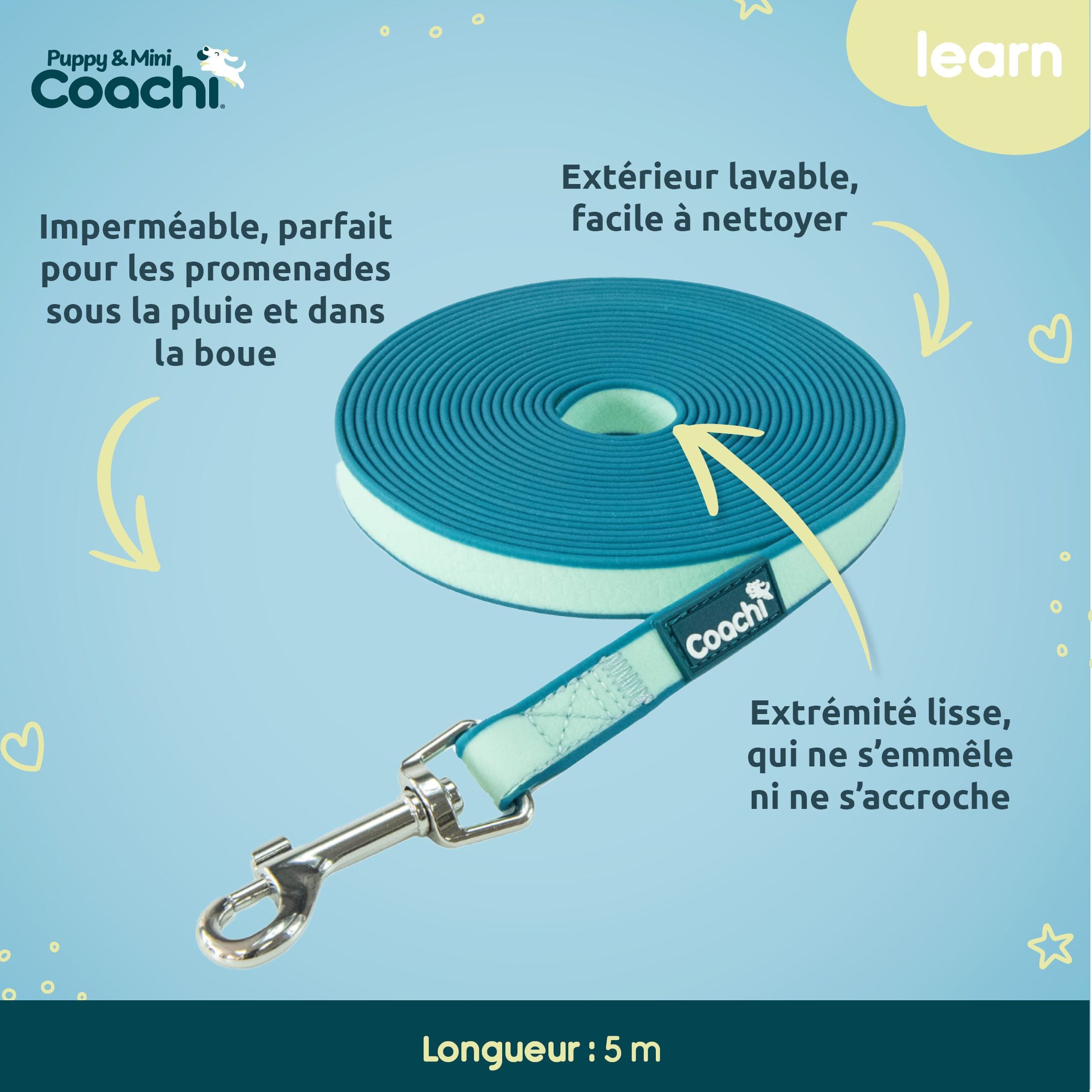Waterproof long leash for puppies and small dogs