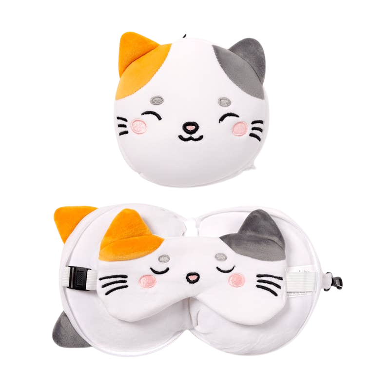 Lola the Cat 2-in-1 Travel Pillow with Mask