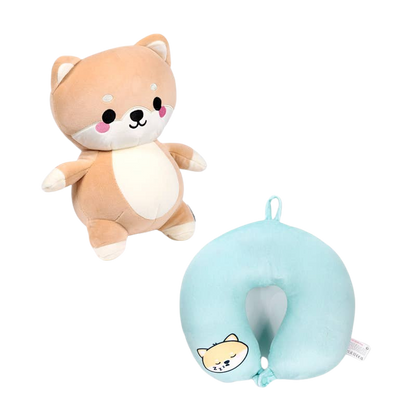 Coussin de voyage 2-en-1 Shiba Inu