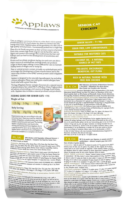 Chicken-flavored cat food for senior cats