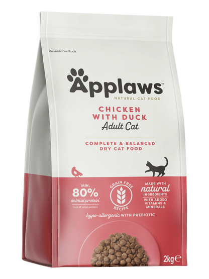 Chicken and duck kibble for adult cats