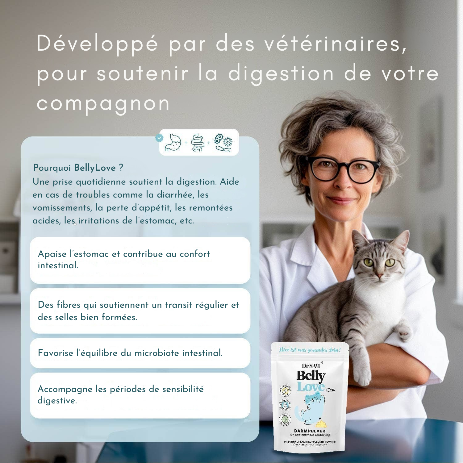 Herbal intestinal powder for cats