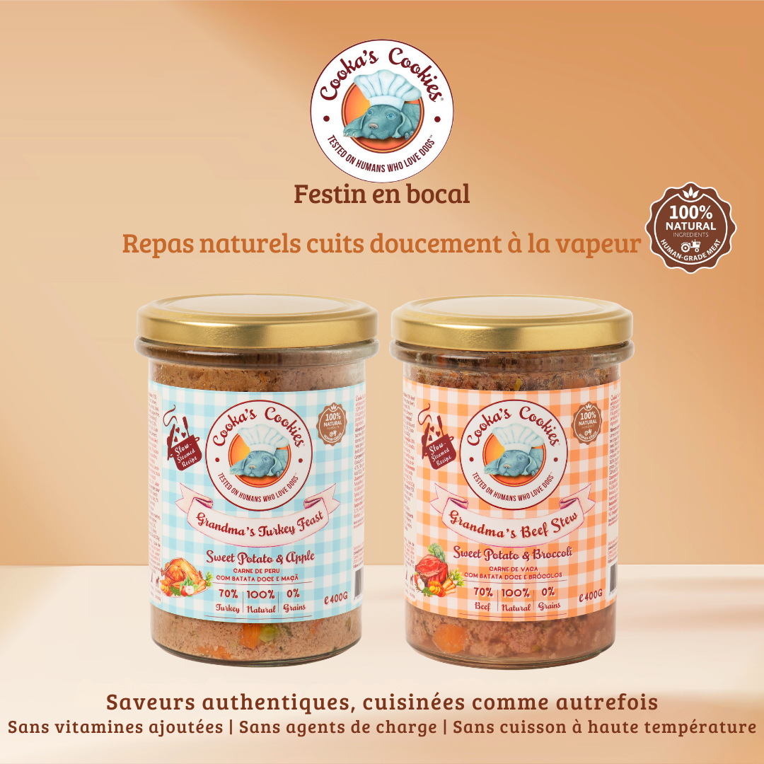 Complete steamed meal with turkey and sweet potato