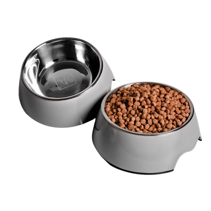Set of 2 melamine and stainless steel bowls