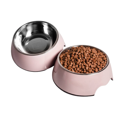 Set of 2 melamine and stainless steel bowls