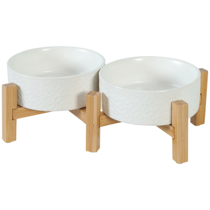 Stoneware bowl with bamboo stand