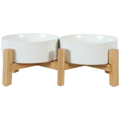 Stoneware bowl with bamboo stand