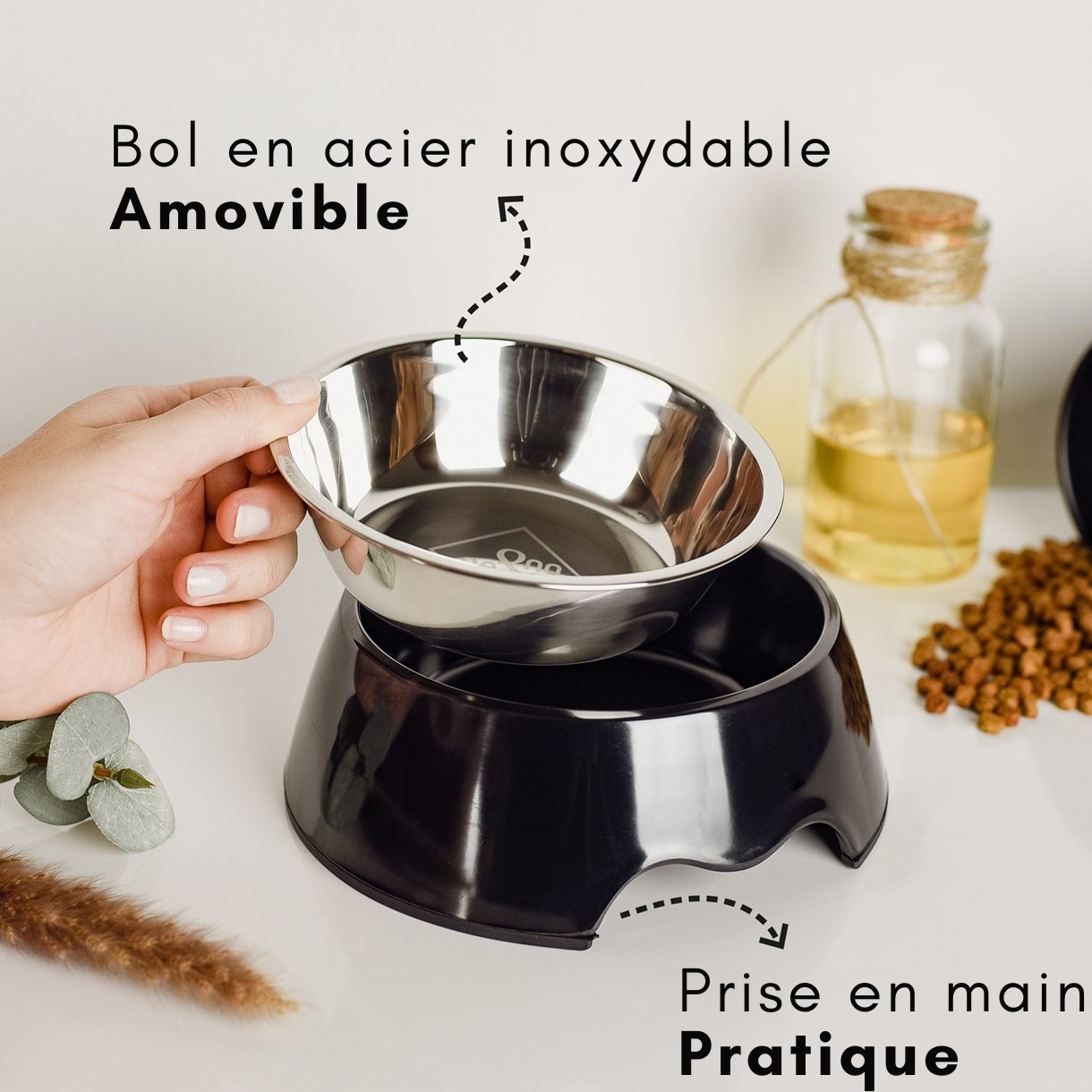 Set of 2 melamine and stainless steel bowls