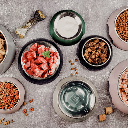 Set of 2 melamine and stainless steel bowls