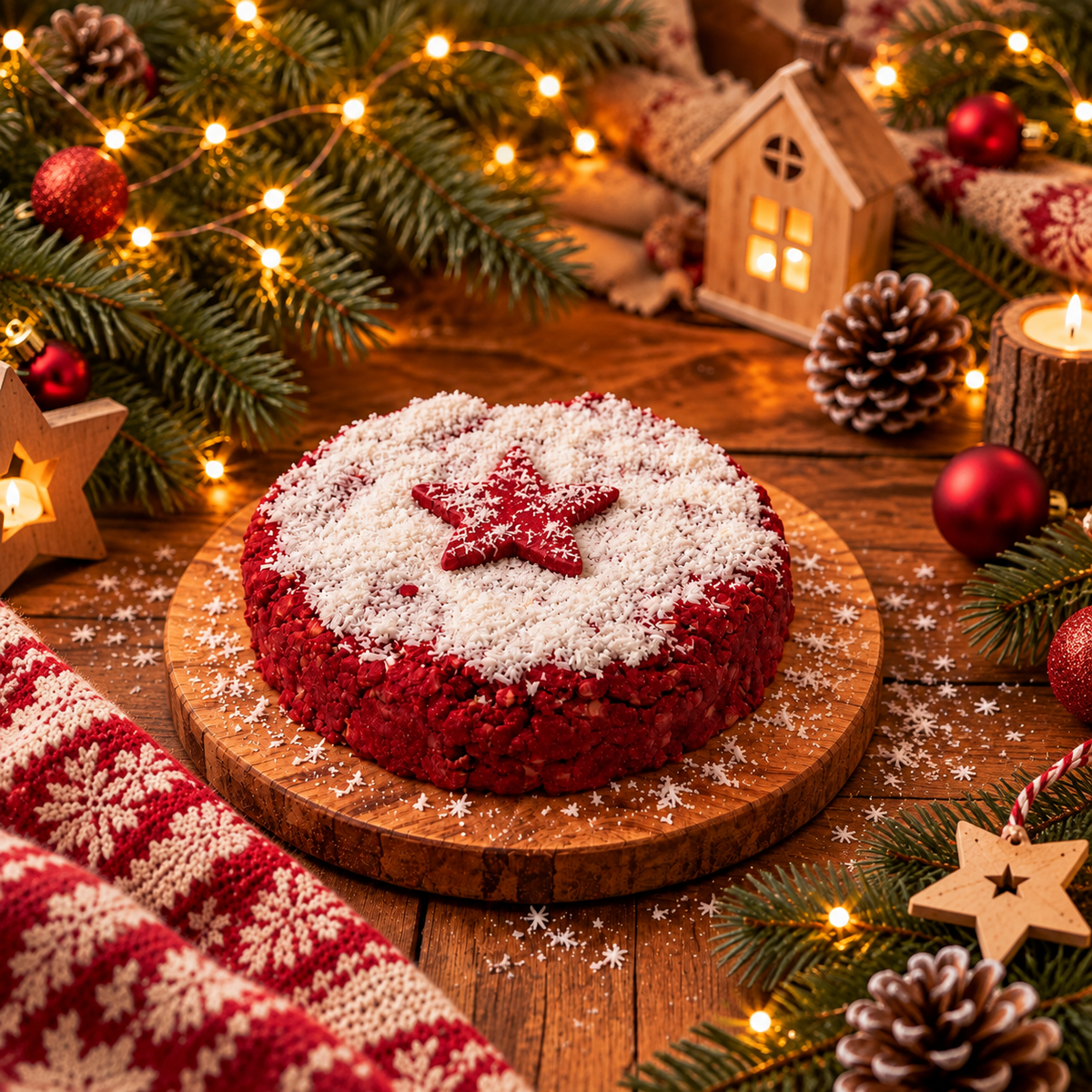 Red-Velvet-Weihnachtskuchenzubereitung für Hunde