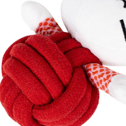 Hello Kitty plush and rope toy with squeaker