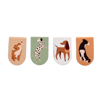 Lot de 4 marque-pages magnétiques chiens