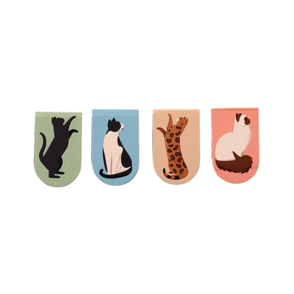 Set of 4 magnetic cat bookmarks