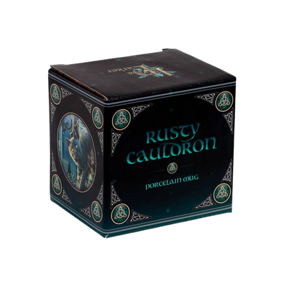 Mug en porcelaine chat et chaudron rouillé