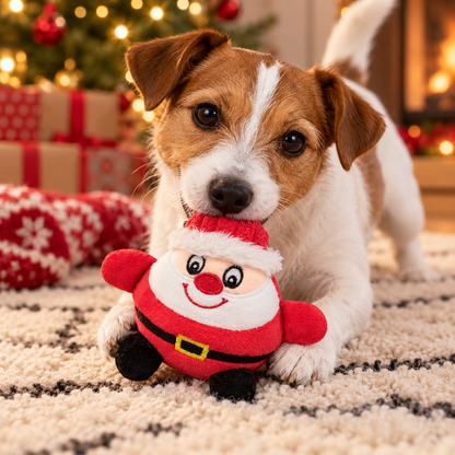Peluche Père Noël avec couineur pour chiens