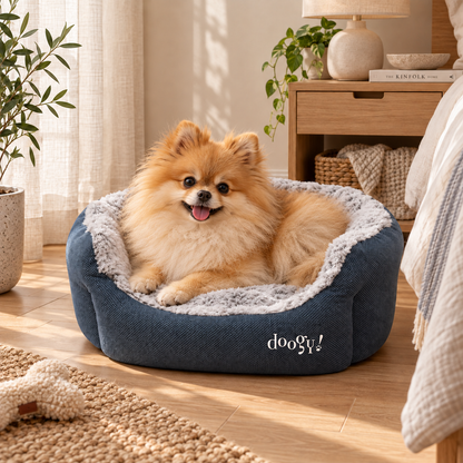 Cesta ovalada Whooly de imitación de piel para perros y gatos