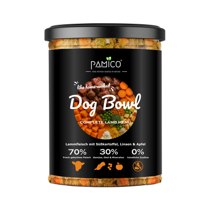 Complete steam-cooked lamb and vegetable meal