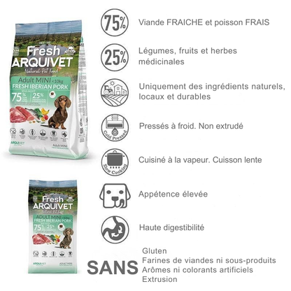 Semi-moist Iberian pork kibble for adult small dogs