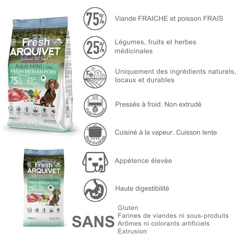 Semi-moist Iberian pork kibble for adult small dogs
