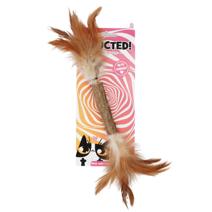 Matatabi stick toy with feathers